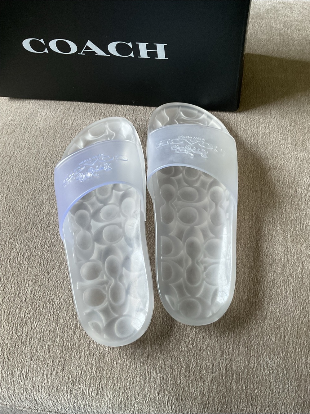 Coach Translucent White Logo Slide Sandals - Picture 3 of 7